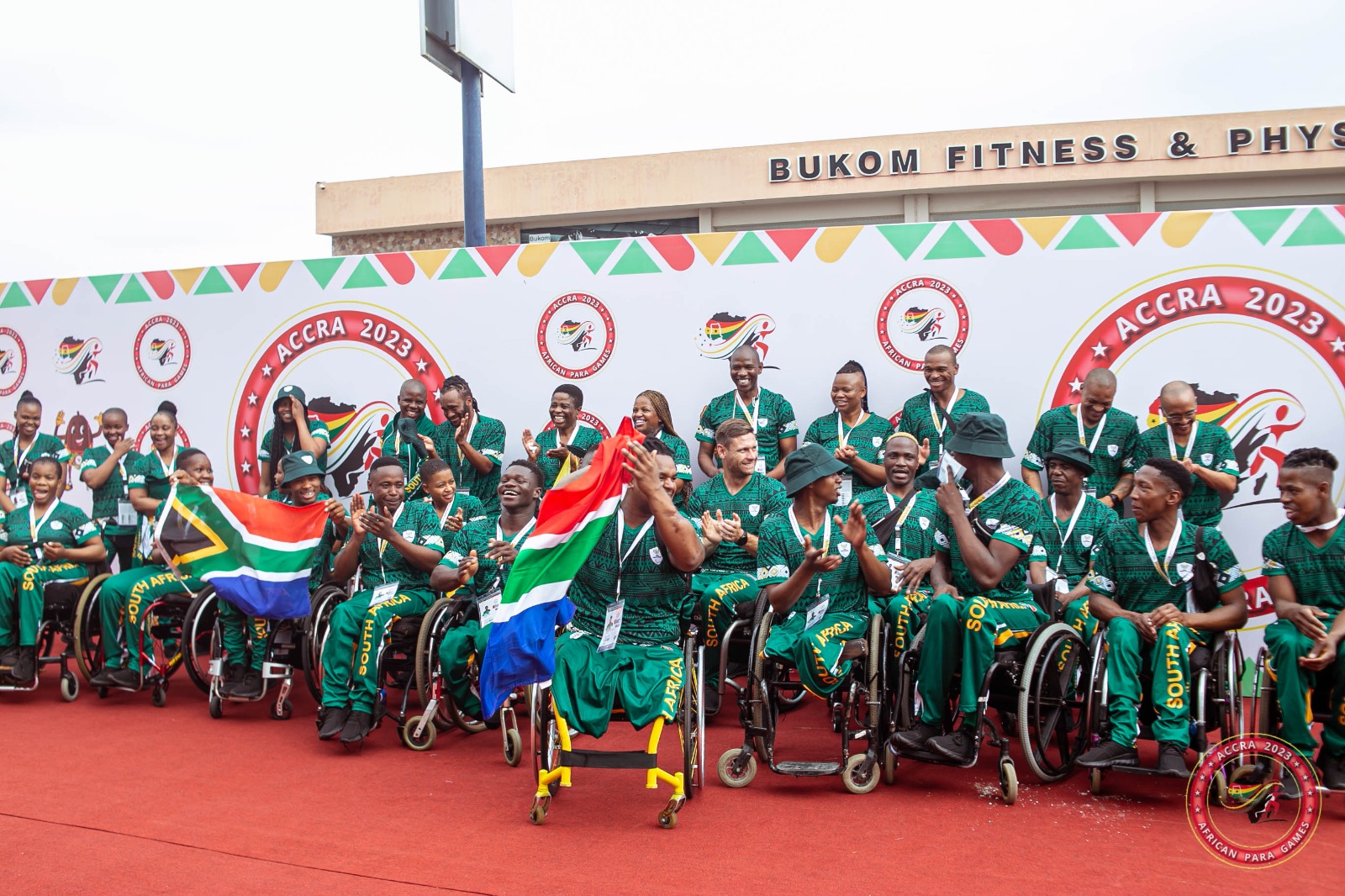 Team South Africa en los primeros Juegos Africanos Para en Accra.