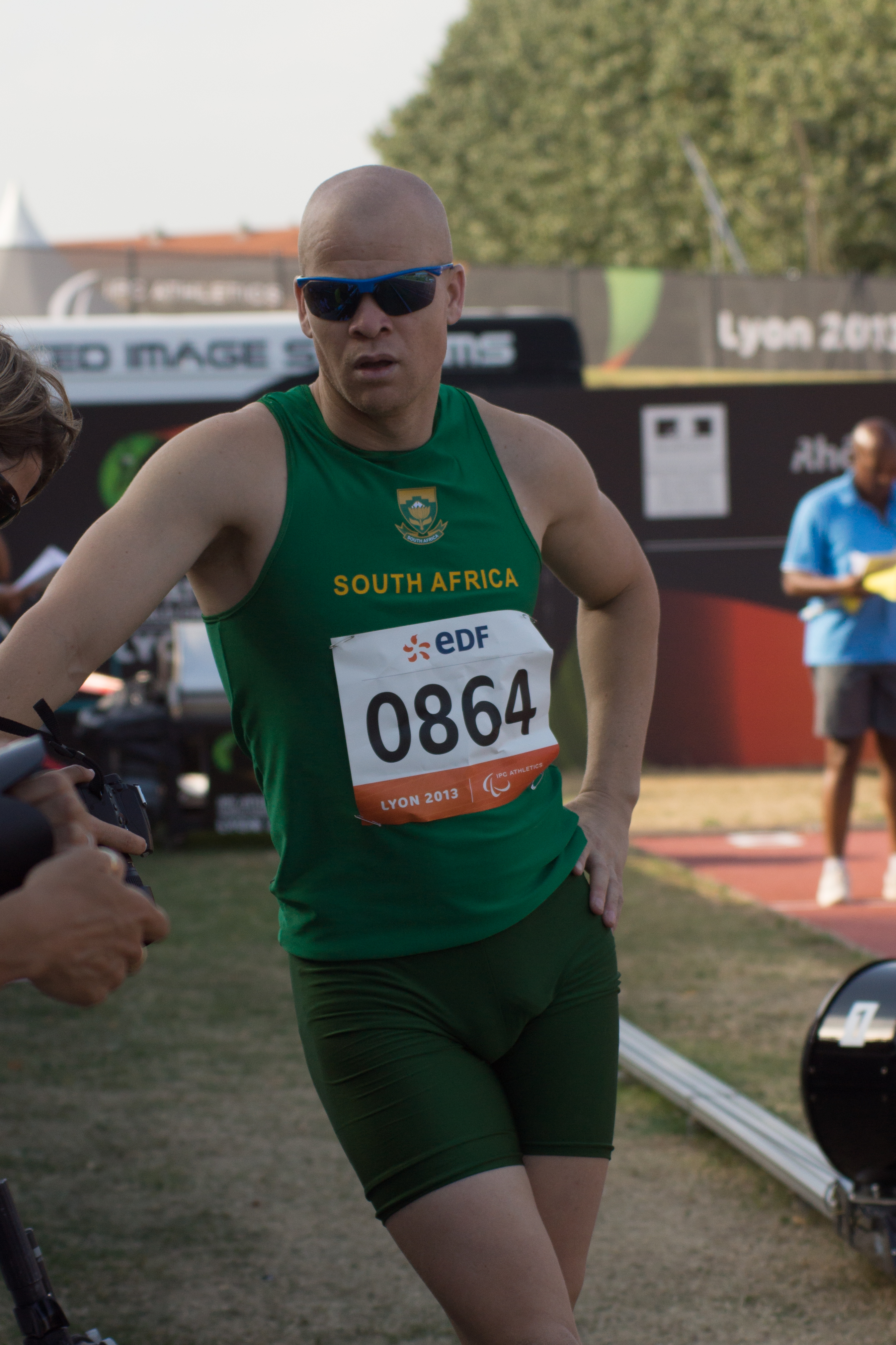 Hilton Langenhoven at the men’s long jump T12 at the 2013 IPC Athletics World Championships in Lyon, 26 July 2013.
