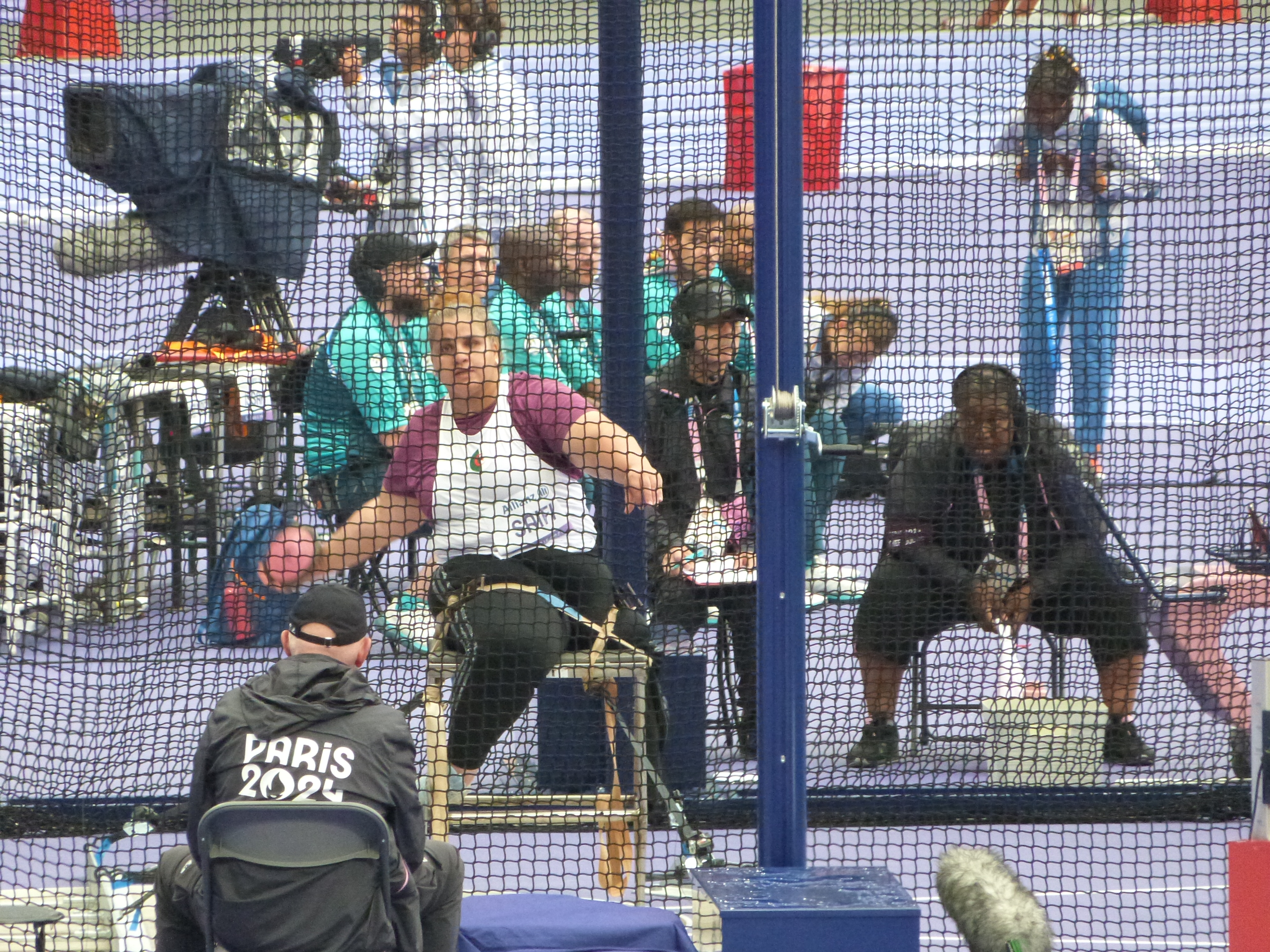 Nassima Saifi in the women’s discus F57 final at Stade de France during the Paris 2024 Paralympic Games, 31 August 2024.