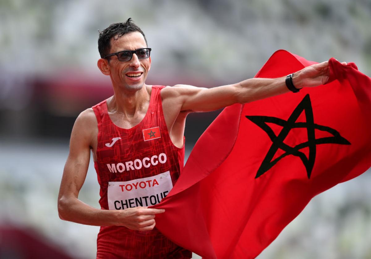El Amin Chentouf with Morocco’s flag.