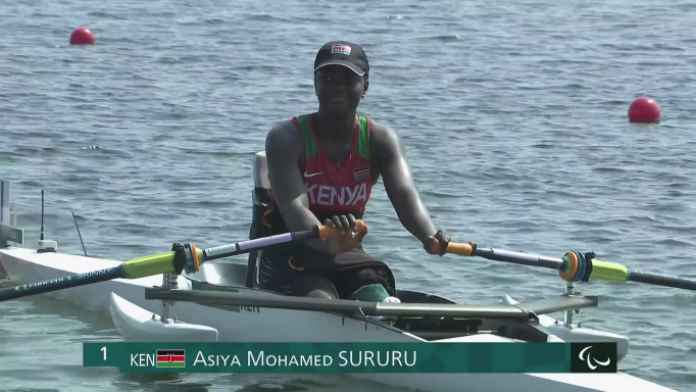 Sururu competes in Para rowing at Tokyo 2020.