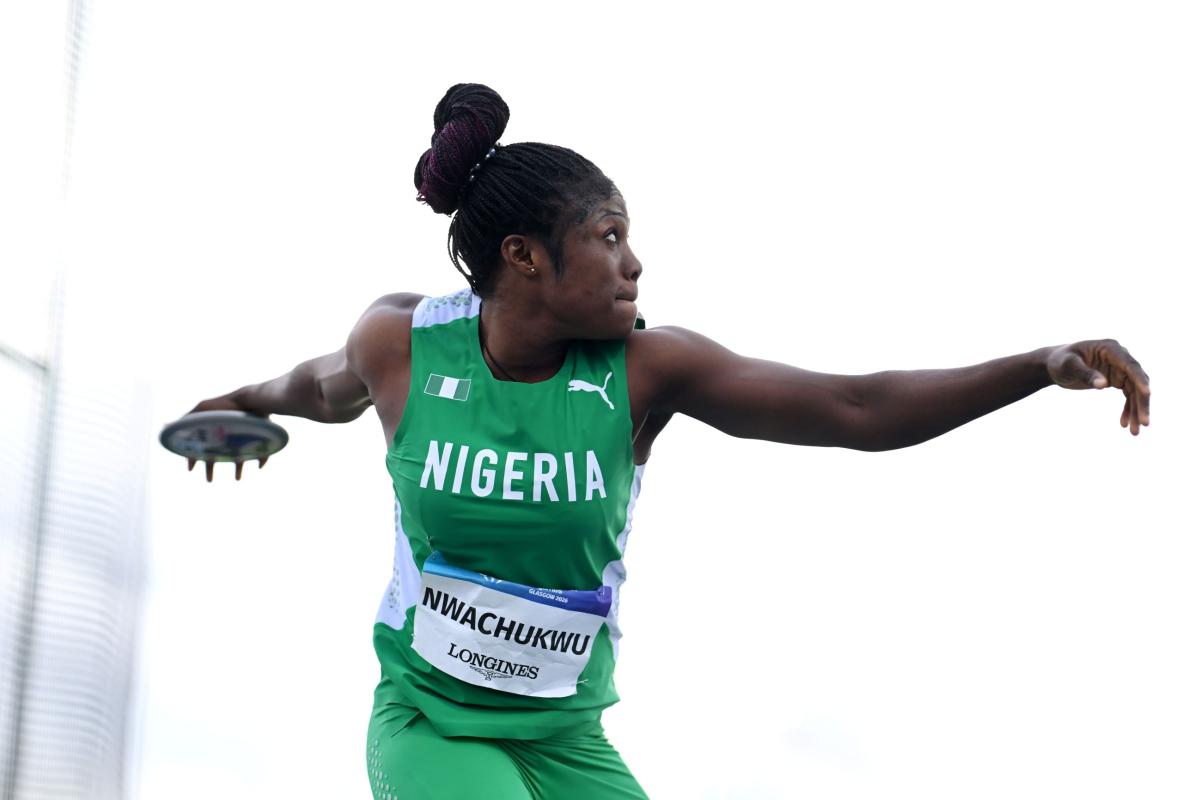 Nigeria’s Goodness Nwachukwu competes in Glasgow.
