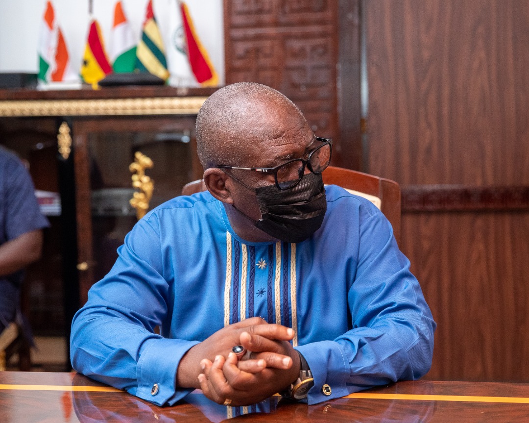 President Nana Addo Dankwa Akufo-Addo seated at the conference table during the courtesy visit.